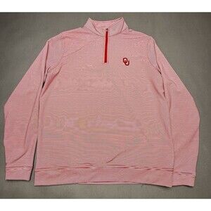 PETER MILLAR Striped Embroidered OKLAHOMA UNIVERSITY OU Mens M 1/4 Zip Pullover